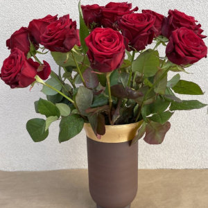 Bouquet de 20 roses rouges 50cm gros boutons